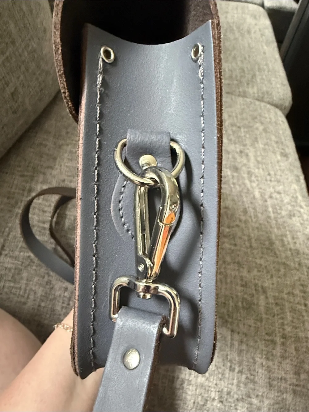 The Cambridge Satchel Company Slate Gray Leather Satchel Top Handle with strap